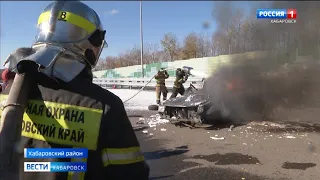 Успеть в «золотой час». На трассе «Обход Хабаровска» прошли учения по ликвидации последствий ДТП