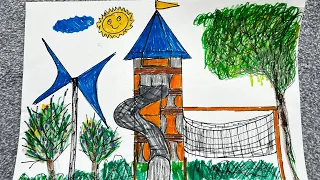 We draw a PARK SLIDE FOR KIDS / easy drawing for kids