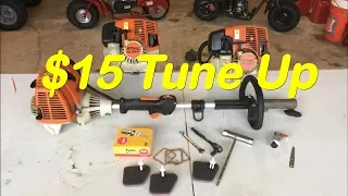 How To Do a Tune Up Stihl FS 90, 100, & 110 4 Mix Weedeater - Check Valve Clearance