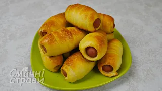 Сосиска в Тісті в Духовці / ПЕРЕКУС в Школу і на Роботу / Sausage Rolls Dough Recipe / СМАЧНІ СТРАВИ