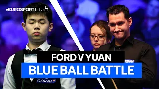 The exciting shoot out battle for the blue ball  between Tom Ford and Yuan Sijun | Eurosport Snooker