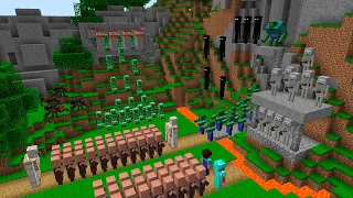 Minecraft Battle: VILLAGERS AND NOOB vs PRO ATTACK THE MOUNT WITH MONSTERS Animation