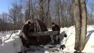 Поход в лес с палаткой и печкой