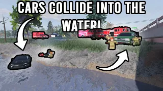 Cars Collide, One Goes INTO THE WATER! - ER:LC Roblox