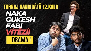 Turnaj Kandidátů 12.kolo Naka, Gukesh a Fabi vítězí!