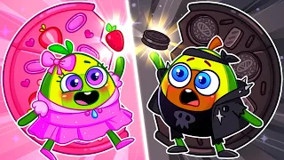 Black vs Pink Food Challenge 💖🖤 Learn Colors 🌈 || Best Color Cartoon for Kids by Meet Penny 🥑✨