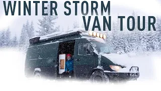 Winter Storm In DIY Sprinter Conversion - Van Tour!