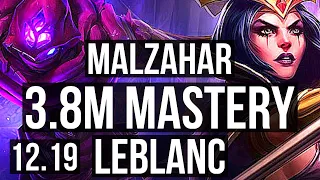 MALZ vs LEBLANC (MID) | 3.8M mastery, 3/0/5, 700+ games | EUW Master | 12.19