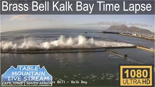 Brass Bell Kalk Bay Time Lapse of people swimming and a fishing boat going into the harbour