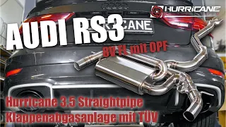 Audi RS3 8V Facelift OPF - Hurricane Exhaust 3,5" Straightpipe Klappenabgasanlage