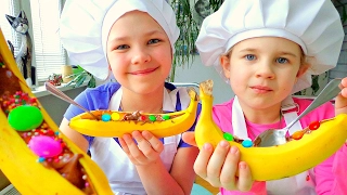 Шоколадно-банановый десерт.  Видео рецепты для детей.