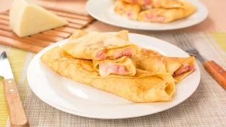 Crepes Salados CASEROS Rellenos de Jamón y Queso | Cenas Rápidas Fáciles y Económicas