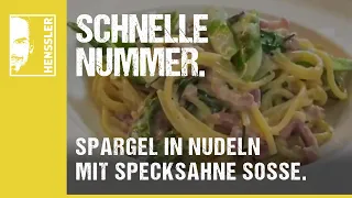 Schnelles Spargel-Rezept mit Nudeln in Speck Sahnesoße von Steffen Henssler