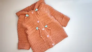 Crochet #60 How to crochet "Raincoat" baby hoodie /Part 1