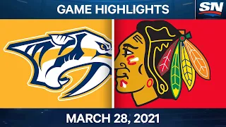 NHL Game Highlights | Predators vs. Blackhawks – Mar. 28, 2021