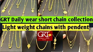 Grt Daily wear Short Chain Collection | Grt Light weight short chain with pendent|Gold necklace #grt