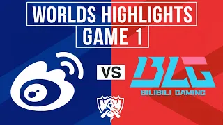 WBG vs BLG Highlights GAME 1 | Worlds 2023 Semifinals | Weibo Gaming vs Bilibili Gaming