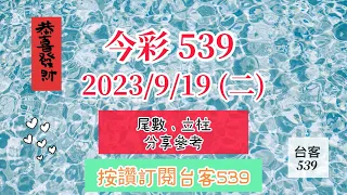 【今彩539】9/19(二)尾數版路預測|立柱分享 #539 #今彩539 #539版路