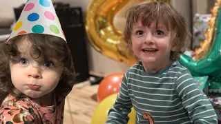 Noah & Aubrey's Birthday, Opening Presents & blowing out candles!