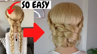 Quick easy braided bun hairstyles - how to do easy bun hair tutorial