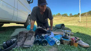 solo Vanlife spain - preparation for a 2 day hike