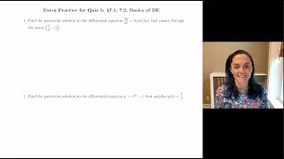 Calculus I: Quiz 5 Extra Practice (bio)