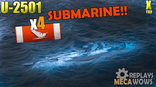 Submarine U-2501 4 Kills & 76k Damage | World of Warships Gameplay 4k