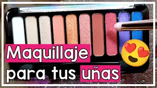 MAQUILLAJE para diseños de UÑAS ? Usa tus SOMBRAS PARA OJOS como pigmentos y hacer este efecto