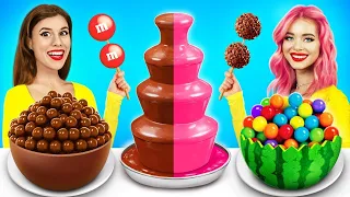 Desafío de Fondue de Fuente de Chocolate | Batalla de Chocolate y Dulces de 24 horas por YUMMY JELLY
