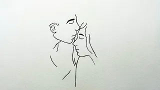 How to draw a Romantic couple kissing drawing | Romantic couple kissing drawing