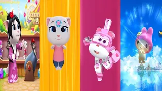 Talking Tom Bubble Shooter Kimono Angela VS Tom Hero Dash VS Super Wings : Jett Run VS SONIC DASH