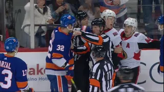 Ross Johnston goes after Brady Tkachuk | November 5, 2019 | Islanders vs Senators