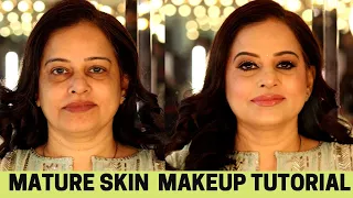 Mature skin Makeup Tutorial | Makeup explained in Simple steps| MATURE SKIN MAKEUP|Products revealed