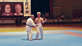 IOGKF World Budosai 2016 - Sensei Morio Higaonna and Sensei Masakazu Kuramoto. Sanchin Shime.