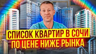 Целый список квартир в Сочи по цене ниже рынка.