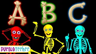 Canta ABC con fantasmas y esqueletos | Música para niños dibujos animados | Pueblo Teehee