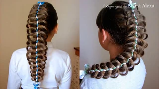 Ажурная коса с двумя лентами  Причёска  на каждый день   CLASSIC FRENCH BRAID for Вeginners