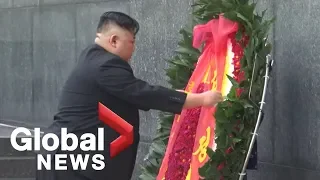 North Korea's Kim Jong Un lays wreath at war memorial in Vietnam