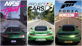 NFS Heat vs Project CARS 3 vs Forza Horizon 5 | Mercedes AMG GT Gameplay Comparison