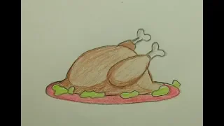 Как нарисовать запеченную курицу