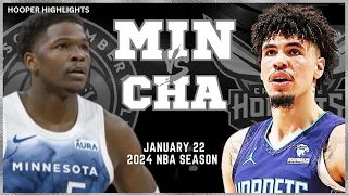 Minnesota Timberwolves vs Charlotte Hornets Full Game Highlights | Jan 22 | 2024 NBA Season