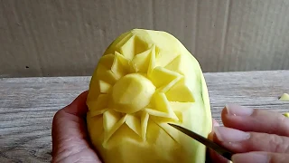 แกะสลักมะม่วงลายดอกรักเร่1.1# carving fruit