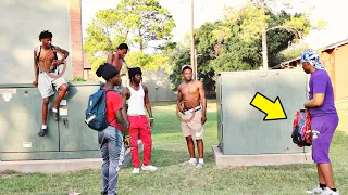 Reaching In My Bag Prank Infront Of Gangsters In HOOD GONE WRONG !