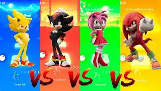 Super Sonic  vs Shadow vs Amy Rose vs Knuckles | Tiles Hop Edm Rush