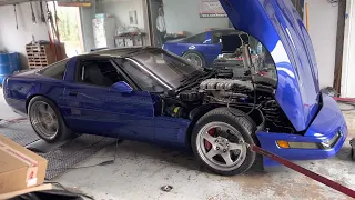 Scott's beautiful admiral blue C4 ZR-1 on the dyno