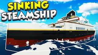 STEAMSHIP EXPLODES IN GIANT STORM!! - Sinking Ship Survival - Stormworks Gameplay
