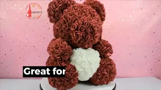 Otoyy Valentine's Rose Bear With Heart Luxury Teddy Bear 14 Inches