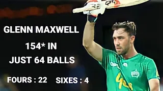 Glenn maxwell 154* in just 64 balls / 22 fours and 4 sixes / Maxwell 154 highlights /#BBL /#maxwell