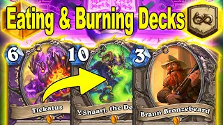 My NEW Eating & Burning Decks With Tickatus & Y'Shaarj Is Upgraded! Titans Mini-Set | Hearthstone