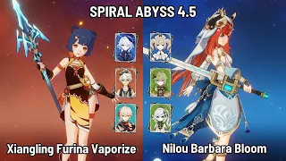 C4 Xiangling Furina Vaporize | C0 Nilou Barbara Bloom | Spiral Abyss 4.5 Floor 12 | Genshin Impact